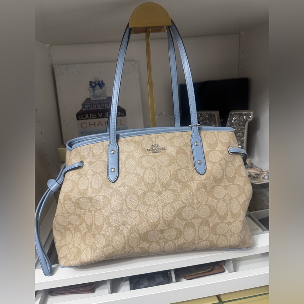 Coach Beige and Blue Tote Bag